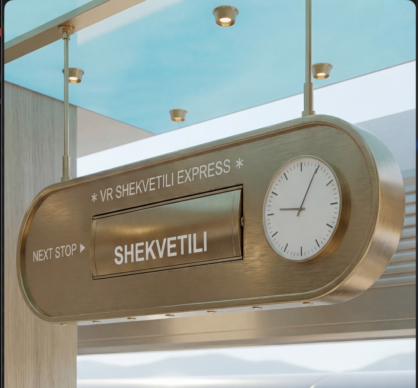 VR Shekvetili Express next stop sign